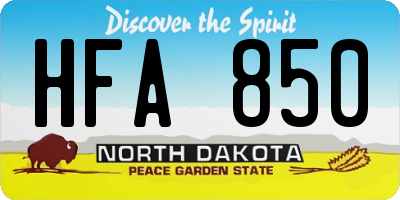 ND license plate HFA850