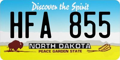 ND license plate HFA855