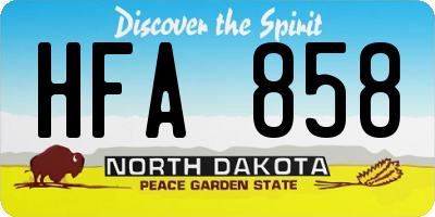ND license plate HFA858