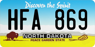 ND license plate HFA869