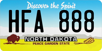 ND license plate HFA888