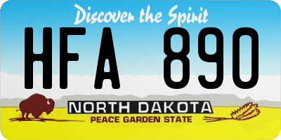 ND license plate HFA890