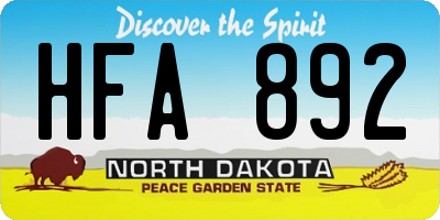ND license plate HFA892