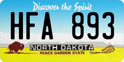 ND license plate HFA893