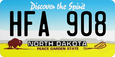 ND license plate HFA908