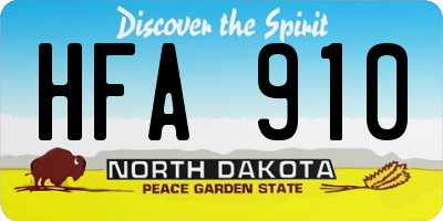 ND license plate HFA910