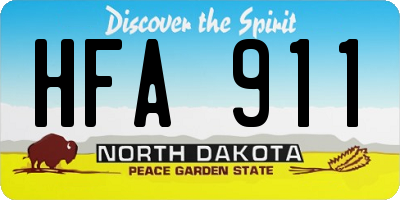 ND license plate HFA911