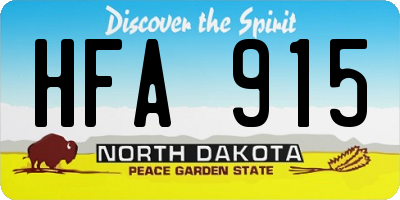 ND license plate HFA915