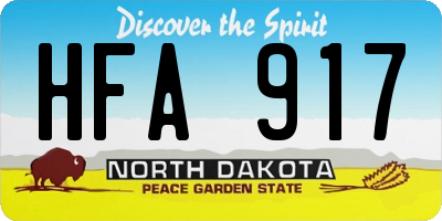 ND license plate HFA917