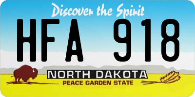ND license plate HFA918