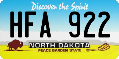 ND license plate HFA922