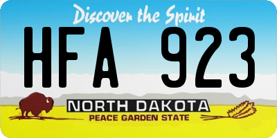 ND license plate HFA923