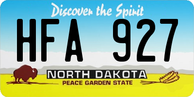 ND license plate HFA927