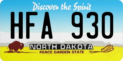 ND license plate HFA930