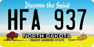ND license plate HFA937