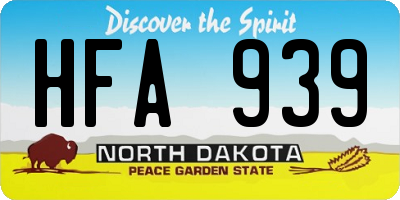 ND license plate HFA939