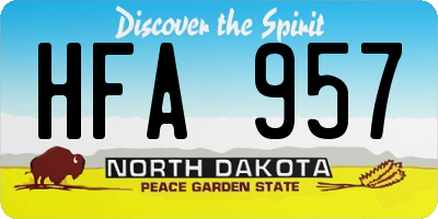 ND license plate HFA957