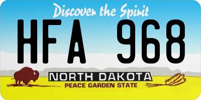 ND license plate HFA968