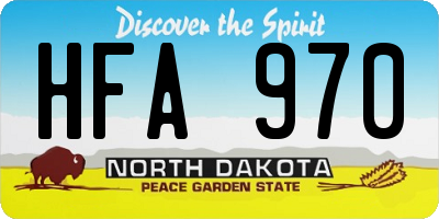 ND license plate HFA970