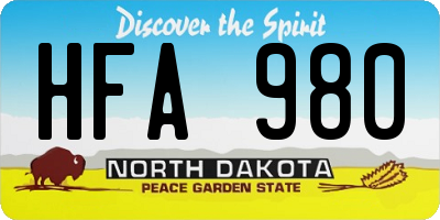 ND license plate HFA980