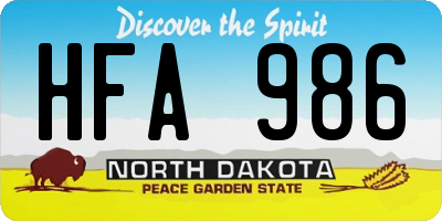 ND license plate HFA986