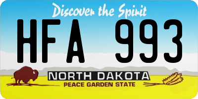 ND license plate HFA993