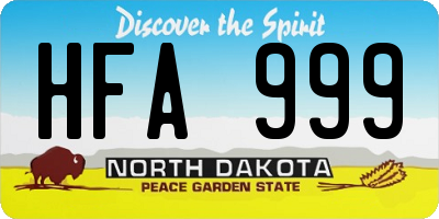 ND license plate HFA999