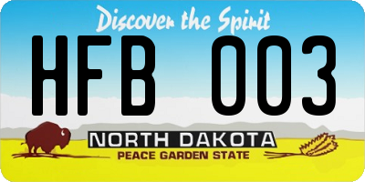 ND license plate HFB003