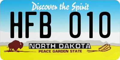 ND license plate HFB010