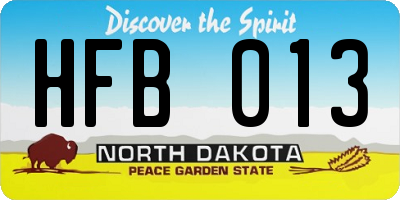 ND license plate HFB013