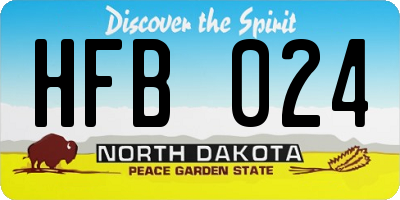ND license plate HFB024