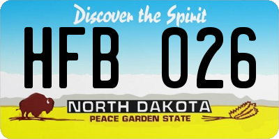 ND license plate HFB026