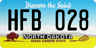ND license plate HFB028