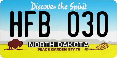 ND license plate HFB030