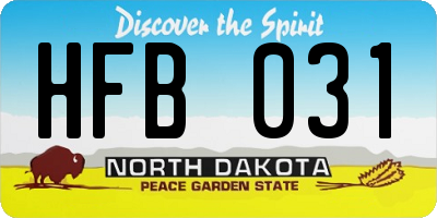 ND license plate HFB031