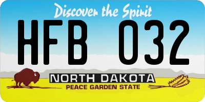 ND license plate HFB032