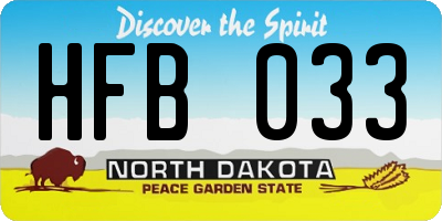 ND license plate HFB033