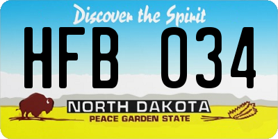 ND license plate HFB034