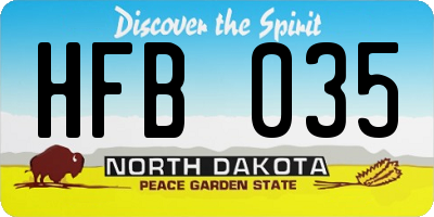 ND license plate HFB035