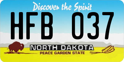 ND license plate HFB037