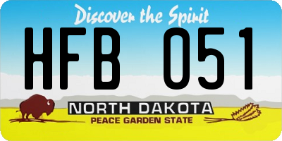 ND license plate HFB051