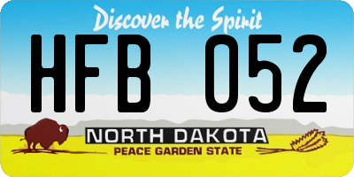 ND license plate HFB052