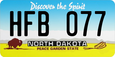 ND license plate HFB077