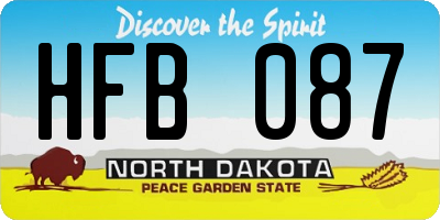 ND license plate HFB087