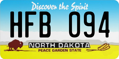 ND license plate HFB094
