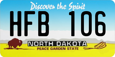 ND license plate HFB106