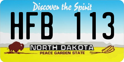 ND license plate HFB113