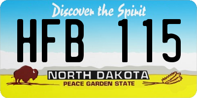 ND license plate HFB115