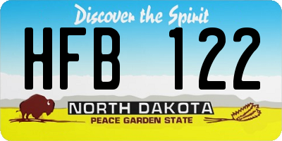ND license plate HFB122
