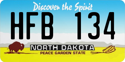 ND license plate HFB134